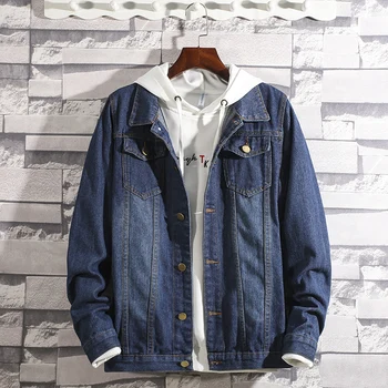

Men Denim Jacket Nice Pop Fashion Jeans Jacket Coat Male Style Lapel Slim Hole Jacket