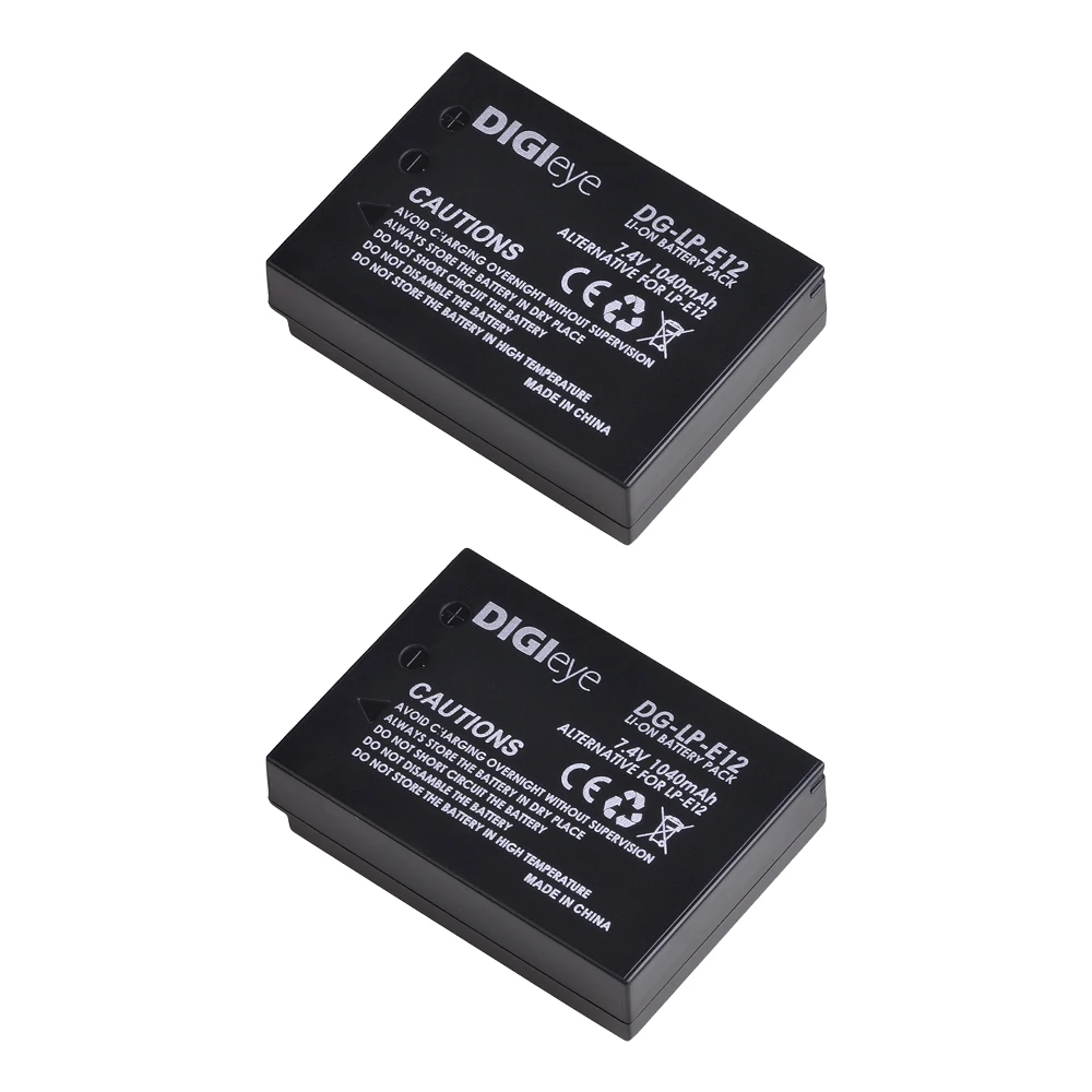Batteria 1040Mah Lp-E12 Lpe12 Per Canon Rebel Sl1, Powershot Sx70Hs, Eos M, Eos M2, M10, M50, M100 Fotocamera Digitale Mirrorless