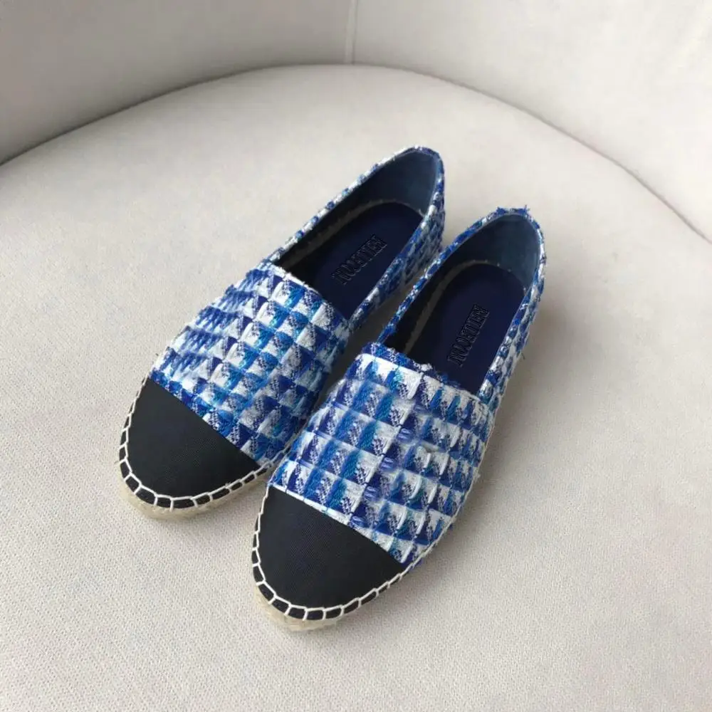 

BELLECOM Fall 2019 New Fisherman's Shoes Women's Flat Bottom, Lazy Single Shoe, Straw Knitted Canvas Shoes