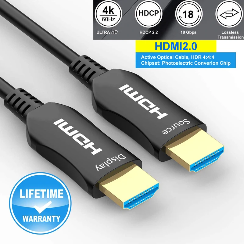 Кабель HDMI оптоволоконный кабель 2 0 4K 60 Гц 3D 5 м 10 15 20 30 40 50 100 для HD TV LCD ноутбука PS4
