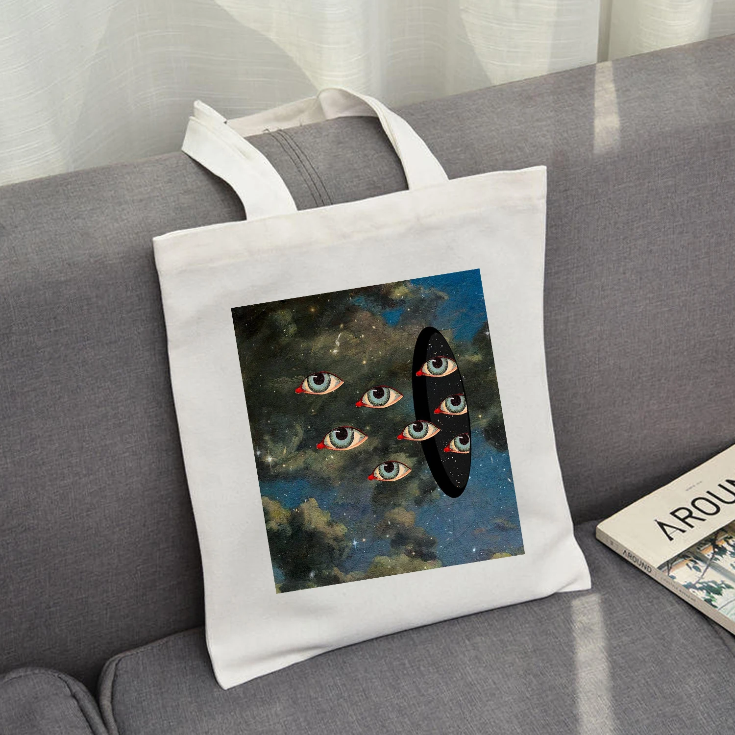 Handbags Tote-Bags Canvas Graphic Shoulder Punk Harajuku Tumblr Reusable Gothic Eco Women