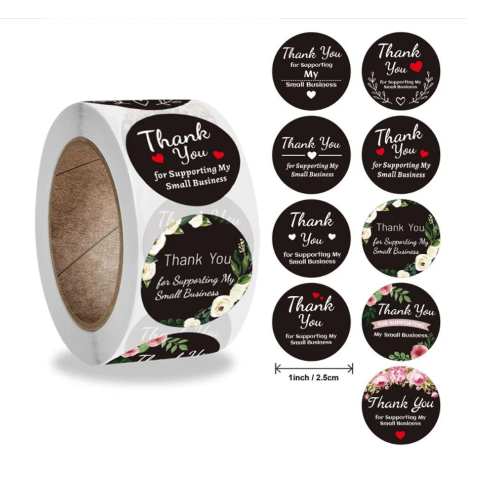 9种黑底thank you 贴纸A-194