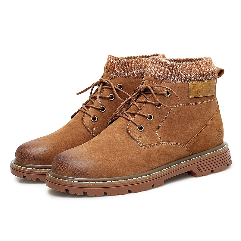 

Men Boots High Leather Causal Shoes Autumn Winter Retro Work Safety Tooling Boots Platform Footwear Waterproof Anti-skid Design