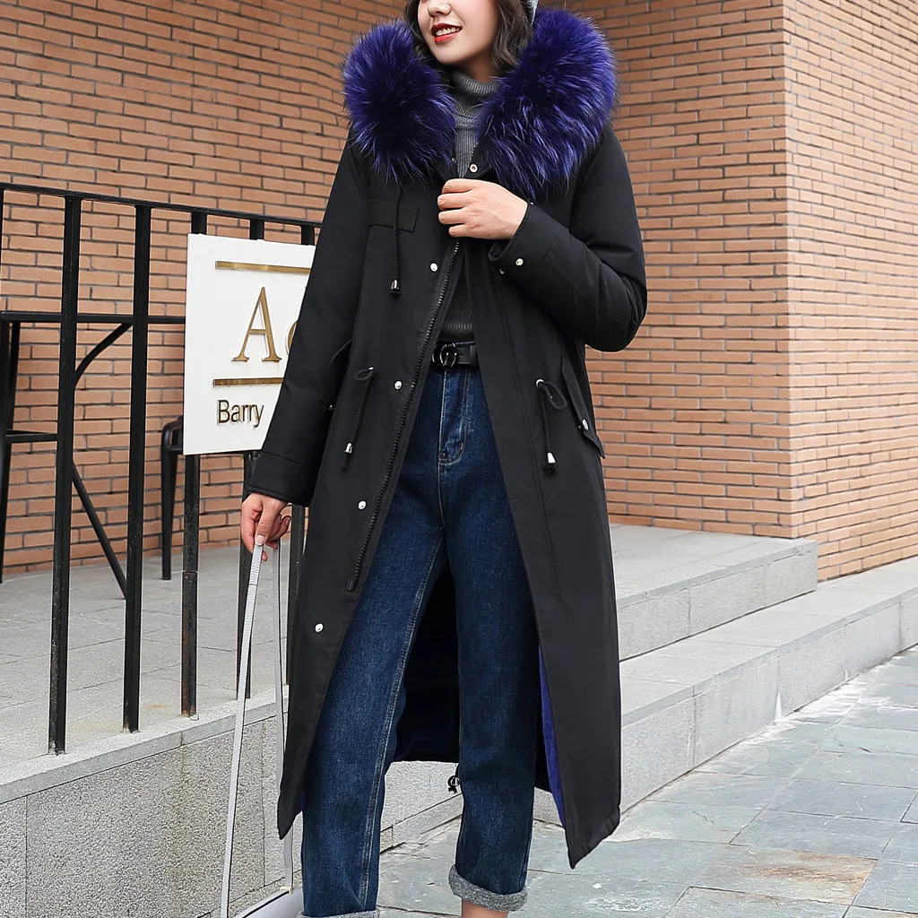 Winter cotton Jacket Women New Faux Fur Hooded Button Coats Artificial Female Parka Thick Cotton Padded Pocket Coats 9.26