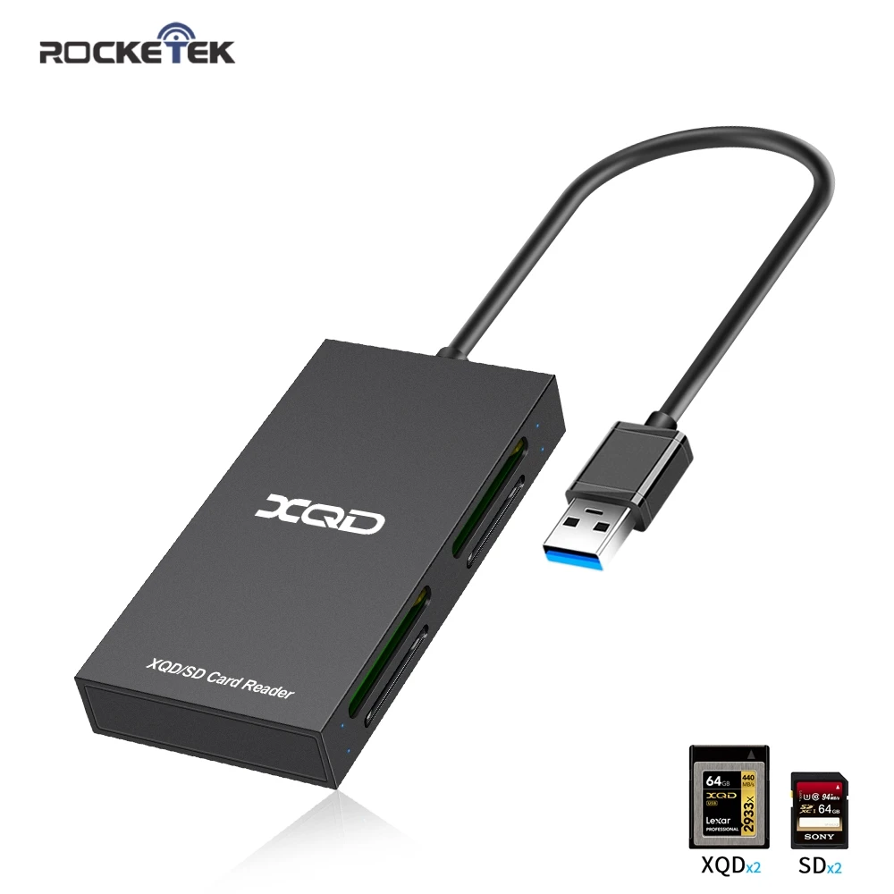 Rocketek Dual Xqd Card Reader,sd Memory Card Reading, 4 In 1 Usb Xqd