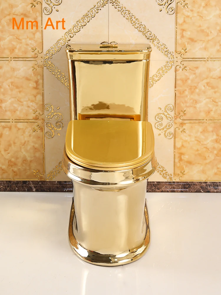 

European Style Artistic Golden One Piece Closestool Gravity Fluishing Washdown Toilet WC