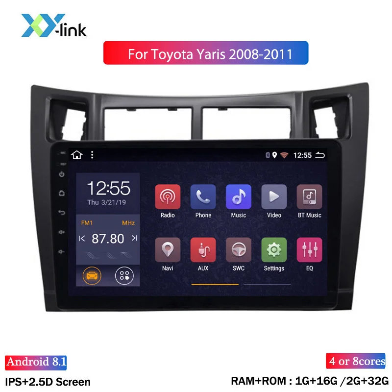  2G RAM 32G ROM Android 81 reproductor de DVD del coche de 9 pulgadas para toyota yaris 2008-2011 na