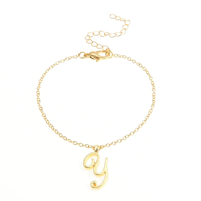 Monogram Cursive Initial Y Name Bracelet Swirl English Alphabet Letter Initials Text Character Chain Bracelets For Friends Buy Online At Best Prices In Pakistan Daraz Pk
