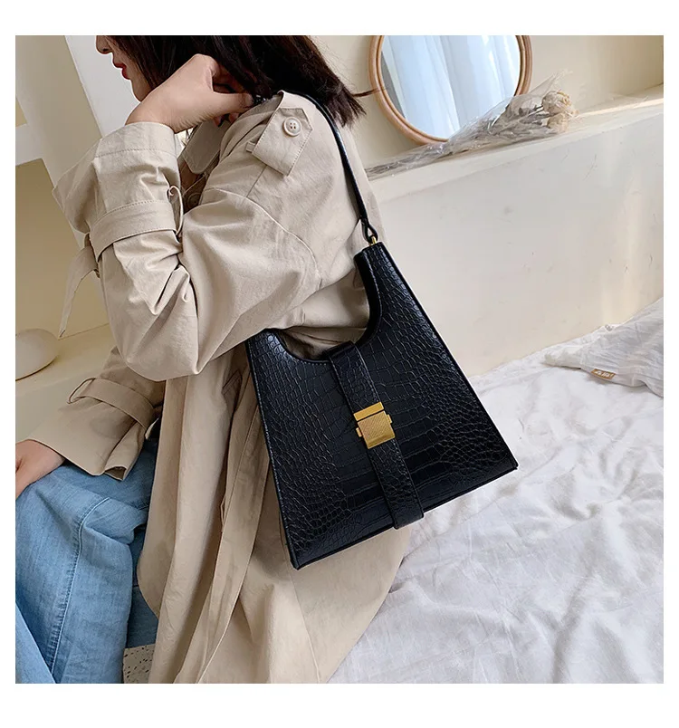 Винтажная женская сумка, Ретро стиль, новинка, известный бренд, роскошная дизайнерская сумка на плечо, модная простая сумка, Аллигатор, сумка-тоут