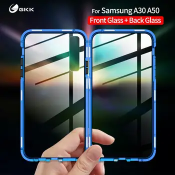 

GKK Magnetic Adsorption Metal Case For Samsung Galaxy A10 A10s A20 A30 A50 A70 A80 Case Tempered Glass For Samsung Galaxy Case