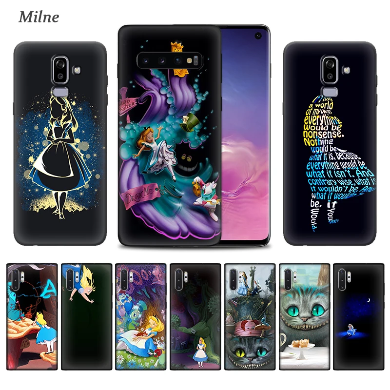 

Alice in Wonderland Case for Samsung Galaxy S10 5G S10e S9 S8 S7 Note 8 9 10 Plus J4 J6 J8 2018 Soft Black Cover Phone Tampa