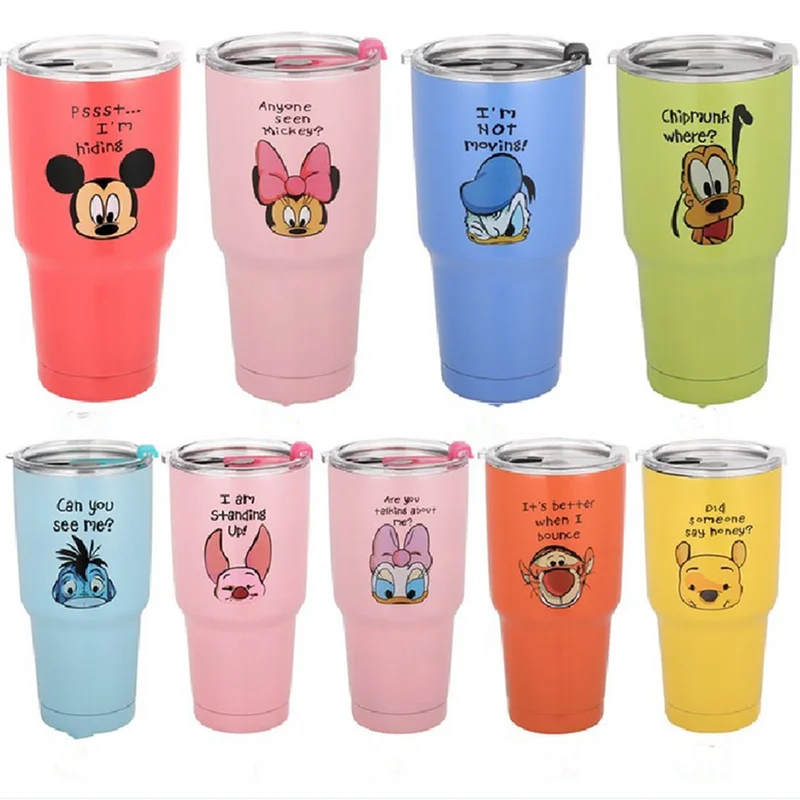 30oz-900mL-Disney-Mickey-Mouse-Cartoon-Water-Cup-304-Stainless-Steel-Vacuum-Insulation-Car-Mug-Straw