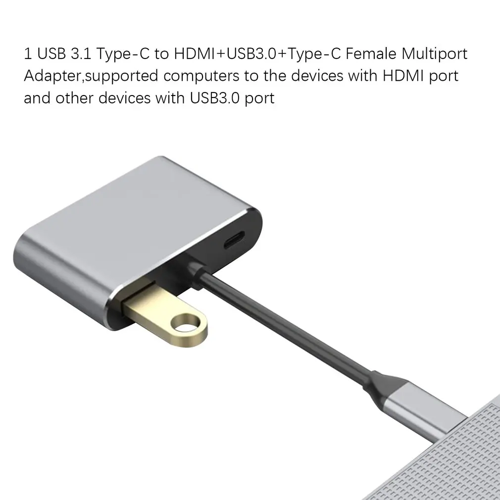 Премиум type C USB 3,1-Usb-C 4K HDMI USB 3,0 кабель-адаптер 3 в 1 концентратор для компьютера портативный бытовой Кабель-адаптер