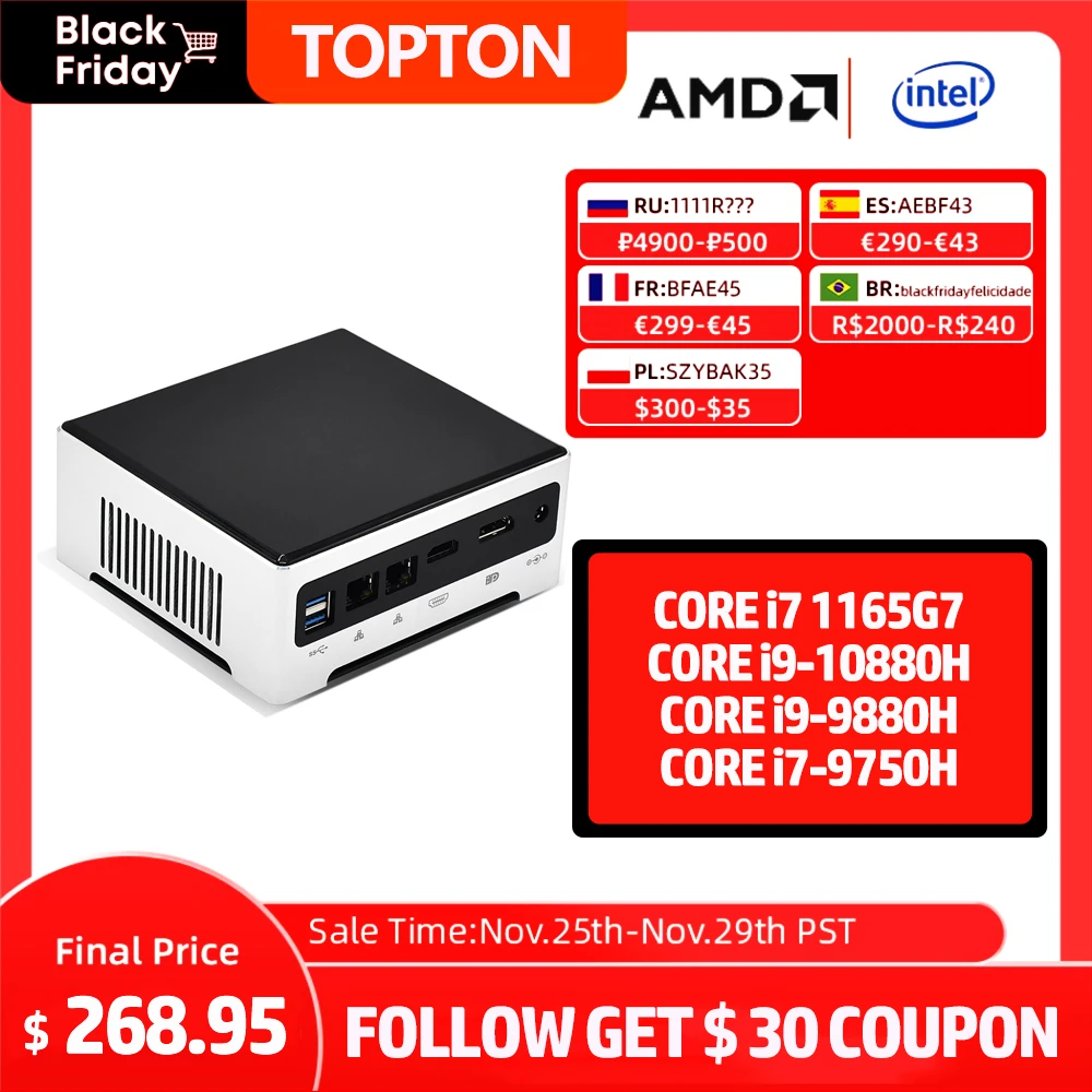 Tuofudun-mini Pc Com Windows 10, Intel Core I7 1165g7 I9 10880h,  Performance Poderosa Para Desenho De Escritório E Jogos, Dp Hdmi,  Computador Gamer - Mini Pc - AliExpress