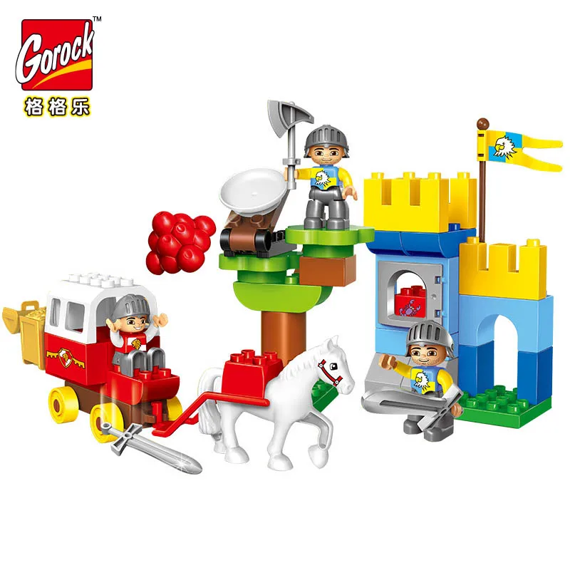 

Castle War Pirate Story Set Big Building Blocks DIY Assemble Educational Toys For Children Compatible With Duplo Bricks Boy Gift