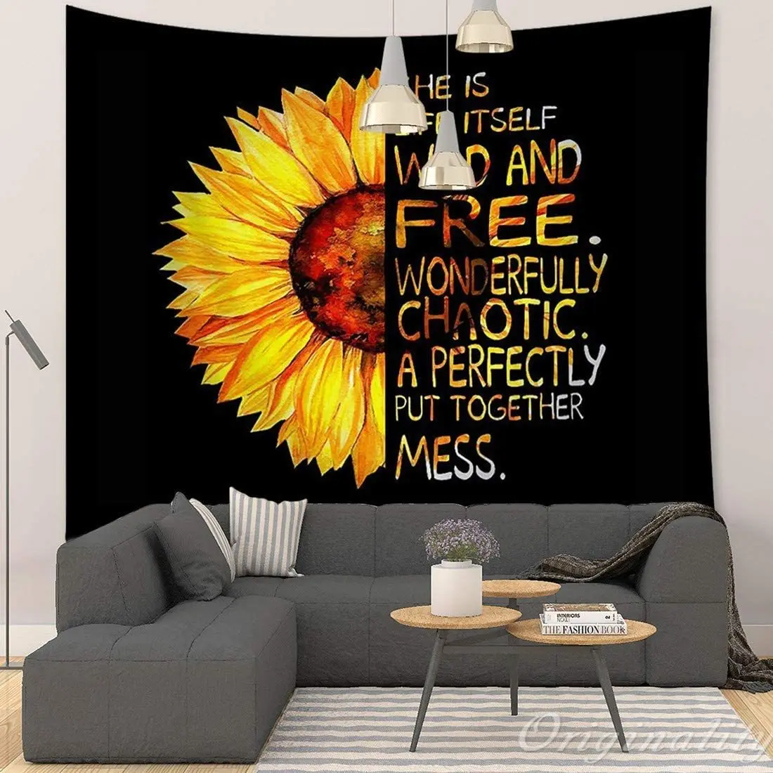 

Sunflower Tapestry Black And Yellow Flower Wall Hanging For Living Room Bedroom