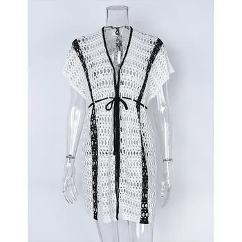 

Woman Beach Dresses 2020 Coverups For Women Pareos Cover Up New Smock Mesh Hollow Knitted Bikini Shirt Animal Acetate Fmzxg
