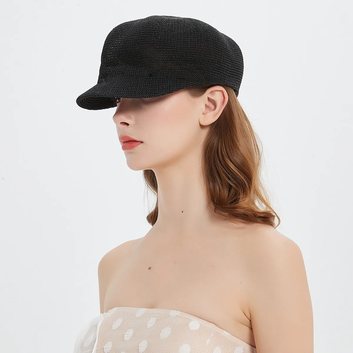 Summer Short Brim Newsboy Hats for Women Adjustable Breathable Straw Beret Lady Caps Vintage Artist Painter Hat Visor Beach