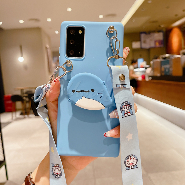 Holder Cover For Samsung Galaxy Note 20 Ultra 10 Plus Lite 9 8 5 A81 M02 M62 M01 M51 M31 Case Cartoon Necklace Strap Funda