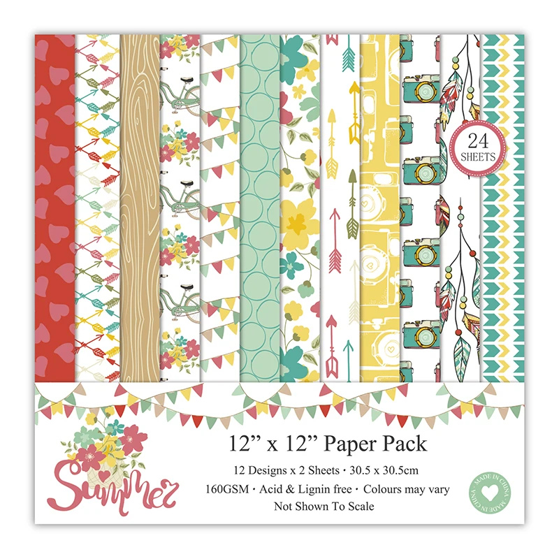 12inch Colorful Summer paper pads 24 Sheets Origami Paper Folding scrapbook DIY gift Card Making Home deco Background | Дом и сад