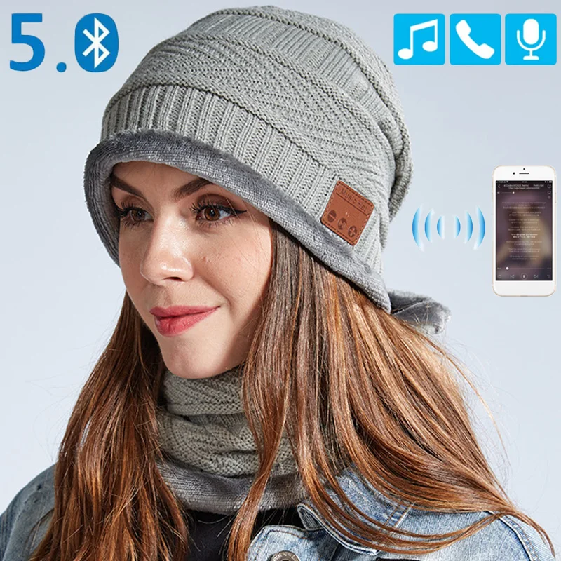 JINSERTA Bluetooth 5,0 наушники музыкальная шапка зимние Беспроводные наушники с микрофоном Стерео спортивный головной убор для смартфона