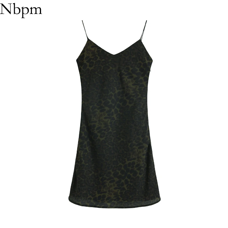 Nbpm Women 2021 Sexy Fashion With Leopard Backless Spaghetti Strap Dress Party Chic Spring Summer High Street Sundresses | Женская