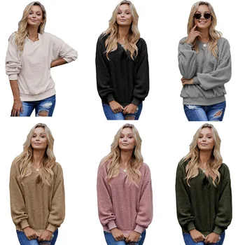 

clothing OWLPRINCESS New Cashmere Sweater Pullover Hoody Women's Crew Neck Long Sleeve Loose-Fit T-shirt