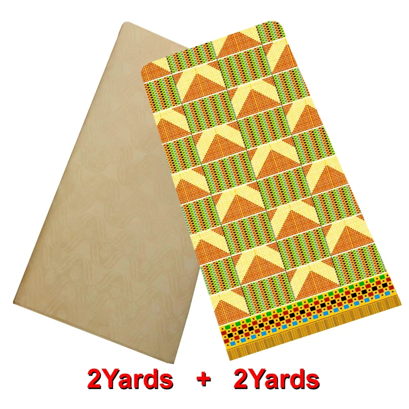 HS301005D1 Ткань Kente, 4 Ярда, Анкара, полиэстер, воск, нигерийская ткань ankara, chitenge ghana kente, воск, фарбик для женского платья - Цвет: HS301005D1