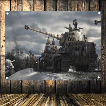 

WW2 GER Tiger Tank Military Posters Senior Art Waterproof Cloth Flag Banner Tapestry Mural Wall Art Vintage Decor Upholstery A1