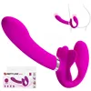 New 12 Modes Double Vibrating G-Spot Clitoris Stimulator Female Wear Strapless Strapon Dildo Vibrator Sex Toys for Women Lesbian 1