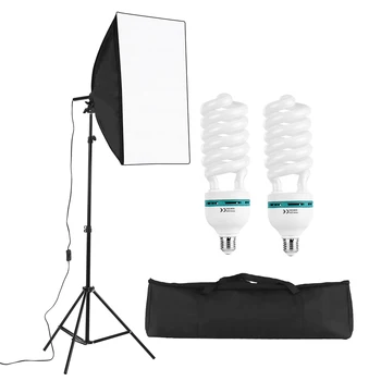 

Professional Studio Photography Accessories Light Kit Including 50*70cm Softboxes 5500K Light Bulbs/2M Light Stand/Carry Bag