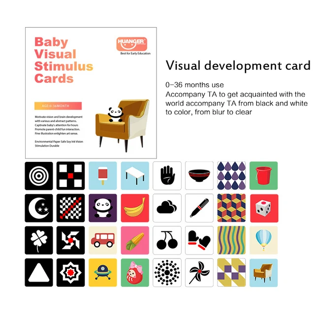 Baby Visual Stimulation Cards Early Education High Contrast Book  Black White Colorful Flash Cards Developmental Toys Gifts 3