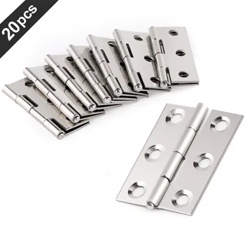 

20 Pcs Hardware Stainless Steel Hinges Door Connector Drawer 6 Mounting Holes Durable Furniture Bookcase Window Cabinet Home