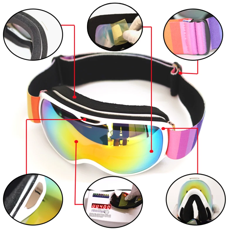 Anti UV400 детские лыжные очки двухслойные линзы ветрозащитные противотуманные