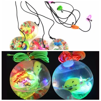

2020 Luminous Crystal Ball Wholesale Children With Rope Printed Stretch Ball Sell Glowing Toys Night Flash Bouncing Ball Random