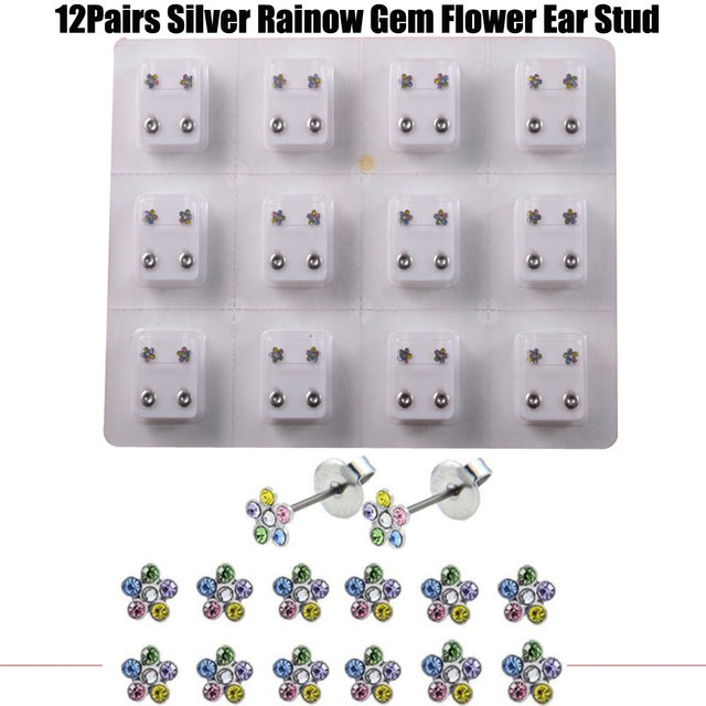 Sterilized Dozen Pack Gold & Silver Color Ear Cartilage Tragus Piercing Stud Earring Mixed Colors Shape Star Heart Pearl