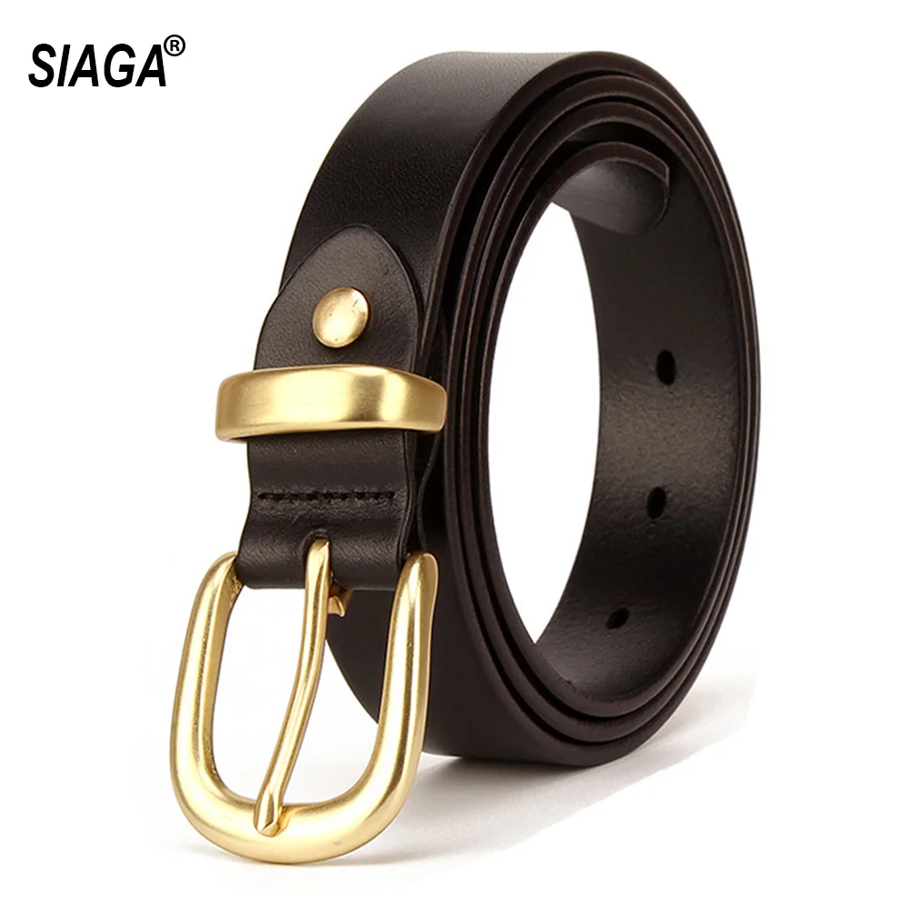

New Design Top Quality Pure Cow Cowhide Leather Belts Copper Buckle Belt for Women Retro Female Accessories Jeans FCO227
