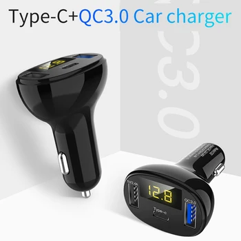 

Type C Charger Fast USB Car Charger Digital Display QC 3.0 Fast Charging For iPhone X XS Max 7 Xiaomi Samsung Voltage Monitoring
