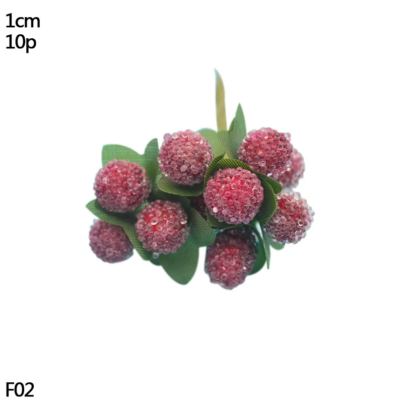 R02-10pcs red Белый гибридный цветок вишня тычинки ягоды ручной работы искусственный цветок DIY ВЕНОК для украшения торта/ремесла/нейлон цветок DIY подарок - Цвет: R02-10pcs red
