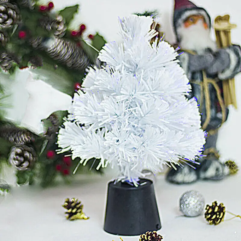 30*20cm Newly USB Fiber Mini Christmas Tree Desk Table Decor Festival Party Ornaments Xmas Gift