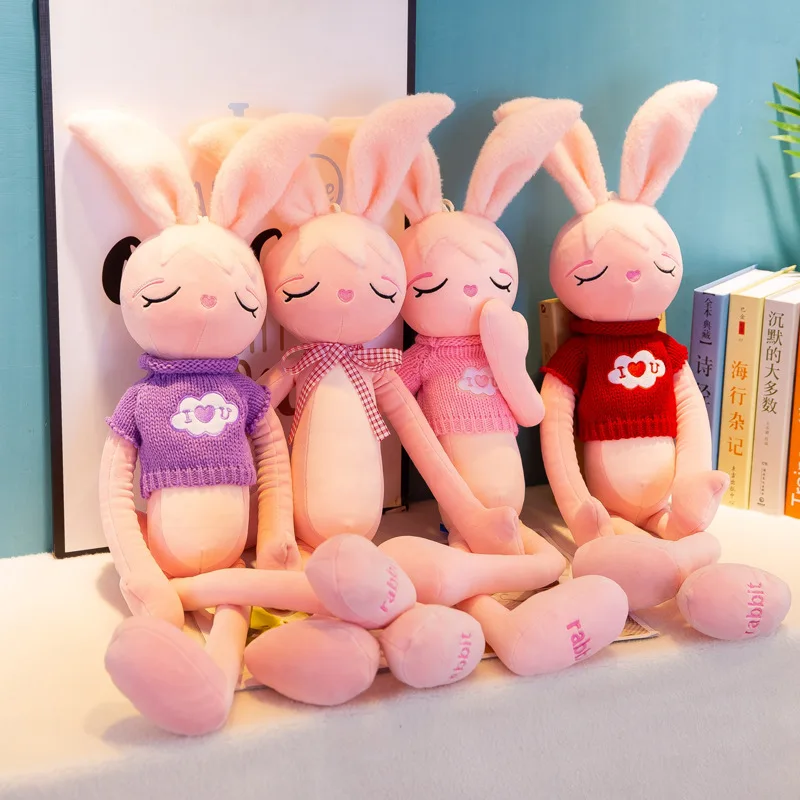 

Wanpy tu Pink Long Ear Rabbit Doll Long Legs Bunny Plush Toys Hugging Rabbit Doll