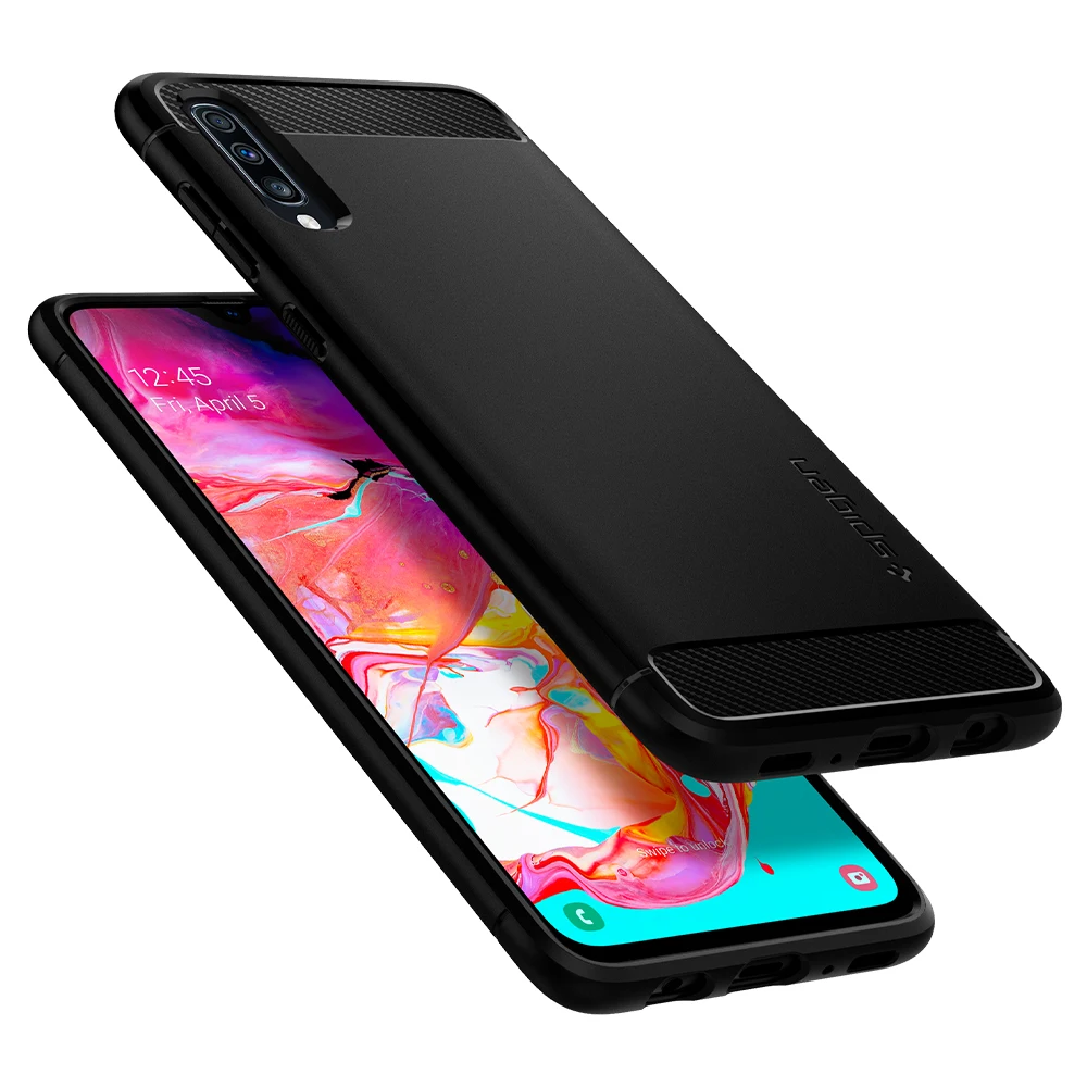 Spigen прочный бронированный чехол для samsung Galaxy A70 матовый черный гибкий ТПУ Anit-Slip ударозащитный чехол 620CS26386