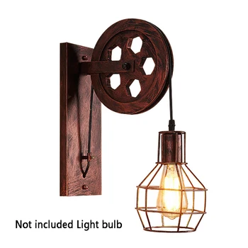 

E27 Lifting Pulley Sconce Light Living Room Retro Industrial Suspension Pendant Iron Loft Wall Lamp Home Corridor Adjustable