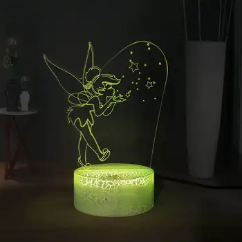 

Cute Tinker bell LED Kids Bedside Sleep Night Light RGB Multicolor USB MINI 3D Table Lamp Creative Girls BedRoom Decor Drop ship