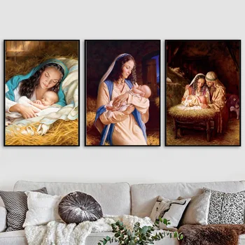 

Full square round drill diy diamond painting The birth of Jesus diamond embroidery Religious Virgin home decorative,3pcs WW146