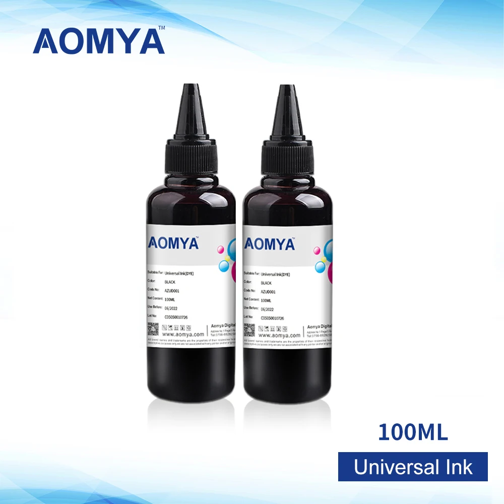 Aomya 2x100ML Black Universal Dye Ink Compatible For HP Ink Specialized Printer Refill Kit General for HP Printer All model
