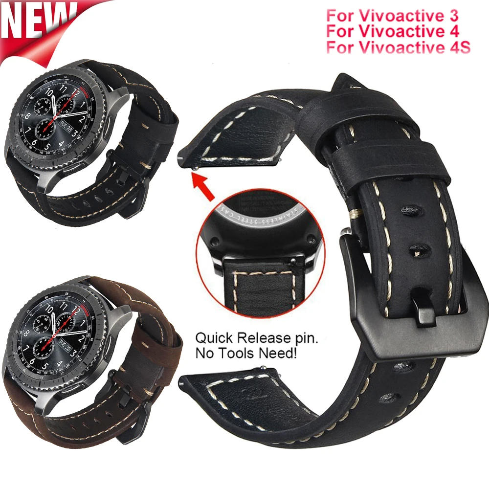 Сменный ремешок из натуральной кожи для Garmin Vivoactive 3 Vivomove 4 умный Браслет