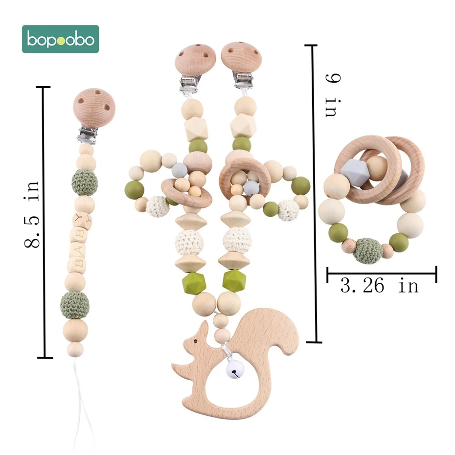 Bopobo детская коляска, детская коляска, подвижная игрушка в виде животных, детская коляска, панель активности с погремушкой, фиксатор, соска, держатель для соски, прорезывание зубов - Цвет: Green Set