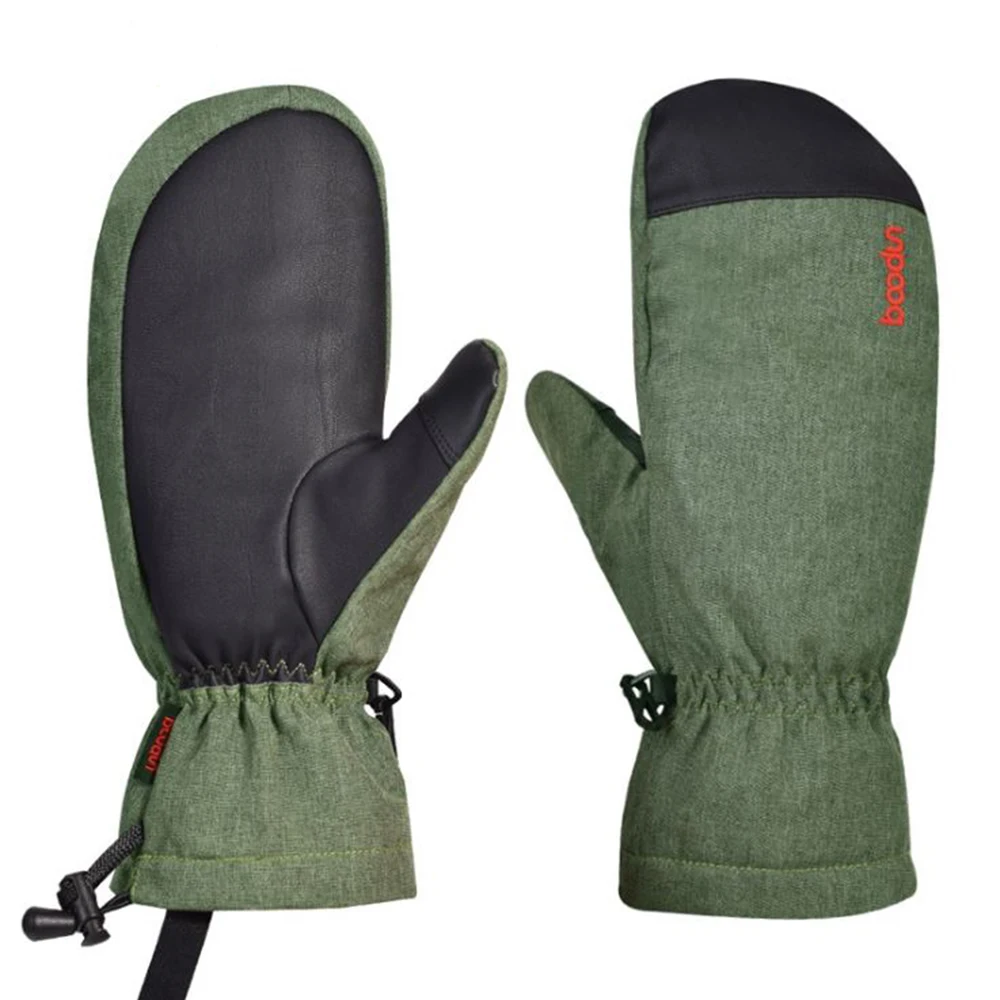 Army Green Зимние перчатки Boodun, водонепроницаемые, дышащие, с сенсорным экраном, теплые варежки для зимнего скалолазания, уличных зимних Игр - Цвет: Army Green