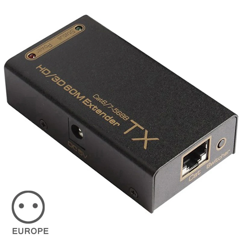 

HDMI Extender 60m Extension Over Cat5e/6 LAN Cable Support 3D Long Distance GV99
